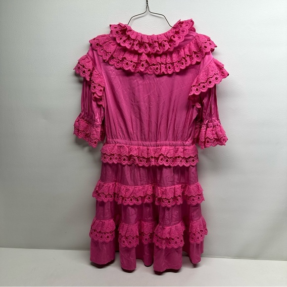 CeliaB Pink Ruffled Puff Sleeve satin Mini Dress nwt size Small - Picture 5 of 14